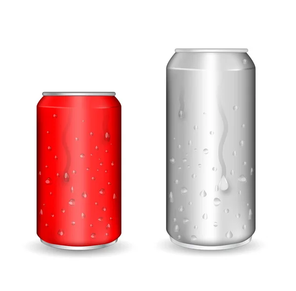 Latas metálicas realistas — Vector de stock