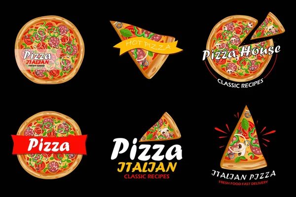 Conjunto de logotipo de pizza — Archivo Imágenes Vectoriales