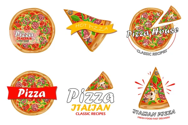Sada loga pizzy — Stockový vektor
