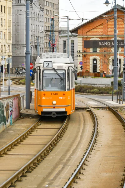 Budapest Hungría Marzo 2019 Uno Los Tranvías Eléctricos Budapest Centro — Foto de Stock