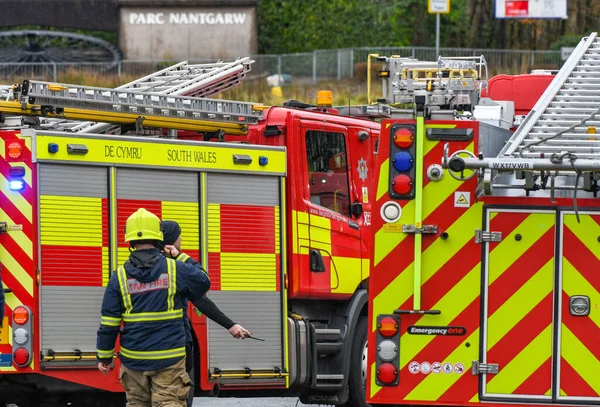 Nantgarw Cerca Cardiff Wales Febrero 2020 Llaman Los Bomberos Los — Foto de Stock