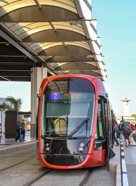 Nice Airport France April 2019 Train New Metro System Nice — Stok fotoğraf