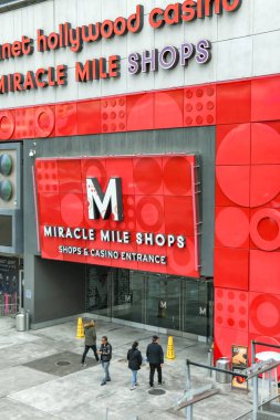 LAS VEGAS, NV, USA - FEBRUARY 2019: Entrance to the Miracle Mile Shops shopping mall in the Planet Hollywood Hotel in Las Vegas.