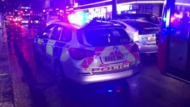 London Ingland December 2018 Mobil Polisi Metropolitan Dengan Lampu Darurat — Stok Video