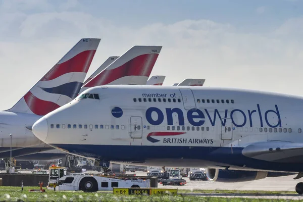 London England March 2019 British Airways Boeing 747 공항에서 견인하는 — 스톡 사진