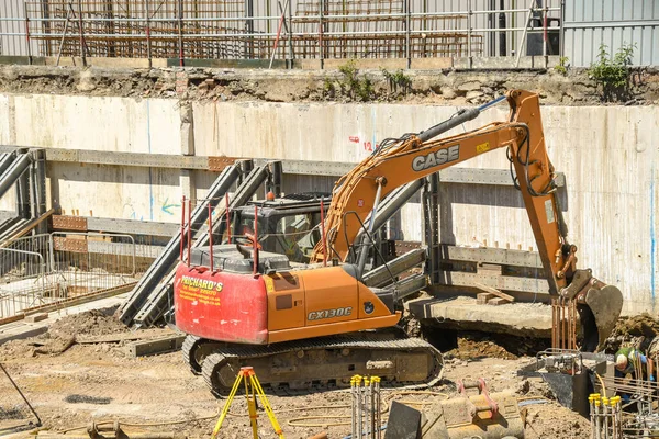 Pontypridd Wales June 2018 Excavator Working Site Major New Office — Stock Photo, Image