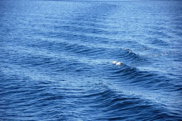 Vista Paisagem Marinha Padrão Ondas Feitas Por Navio Cruzeiro — Fotografia de Stock