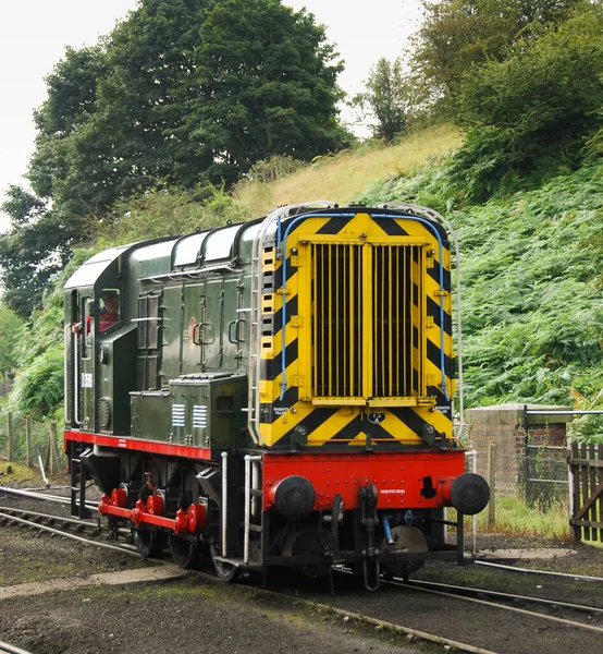 Bridgenorth Inglaterra Agosto 2016 Vista Angular Ampla Uma Locomotiva Elétrica — Fotografia de Stock