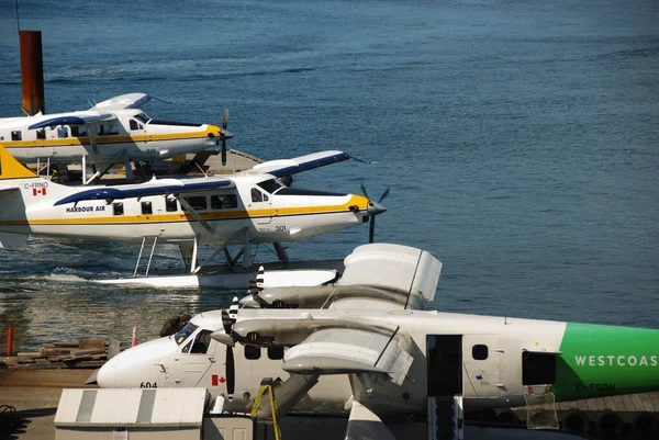 Vancouver Canada August 2012 Float Planes Moored Harbour Terminal Vancouver — Stock Photo, Image