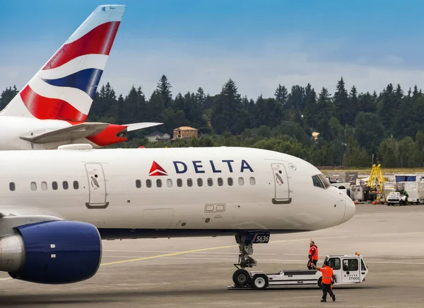 Seattle Tacoma Airport Ηπα Ιούνιος 2018 Delta Airlines Boeing 757 — Φωτογραφία Αρχείου