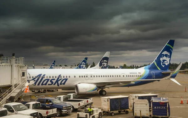 Seattle Tacoma Airport Ηπα Ιούνιος 2018 Alaska Airlines Boeing 737 — Φωτογραφία Αρχείου