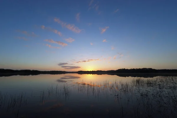 Nascer do sol sobre lagoa no Parque Nacional Everglades . — Fotografia de Stock
