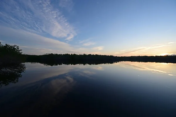 Salida del sol sobre West Lake en el Parque Nacional Everglades, Florida . — Foto de Stock