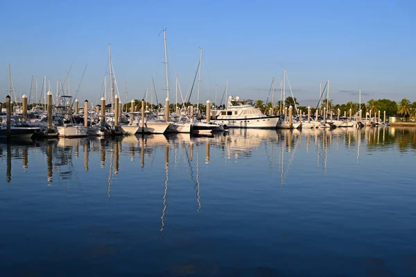 Jachten aangemeerd in Crandon Marina op Key Biscayne, Florida. — Stockfoto