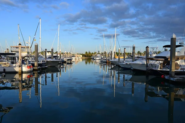 Yatlar Key Biscayne, Florida'daki Crandon Marina'ya demirledi. — Stok fotoğraf