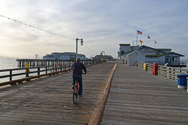 Stearns Wharf in Santa Barbara, California at sunrise.