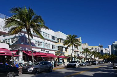 Art Deco Historic District on Ocean Drive in Miami Beach, Florida.