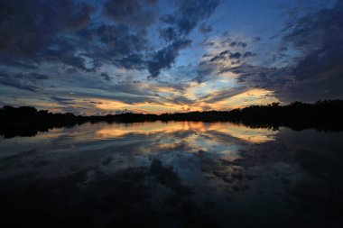 Everglades Ulusal Parkı 'nda art arda gün batımı.