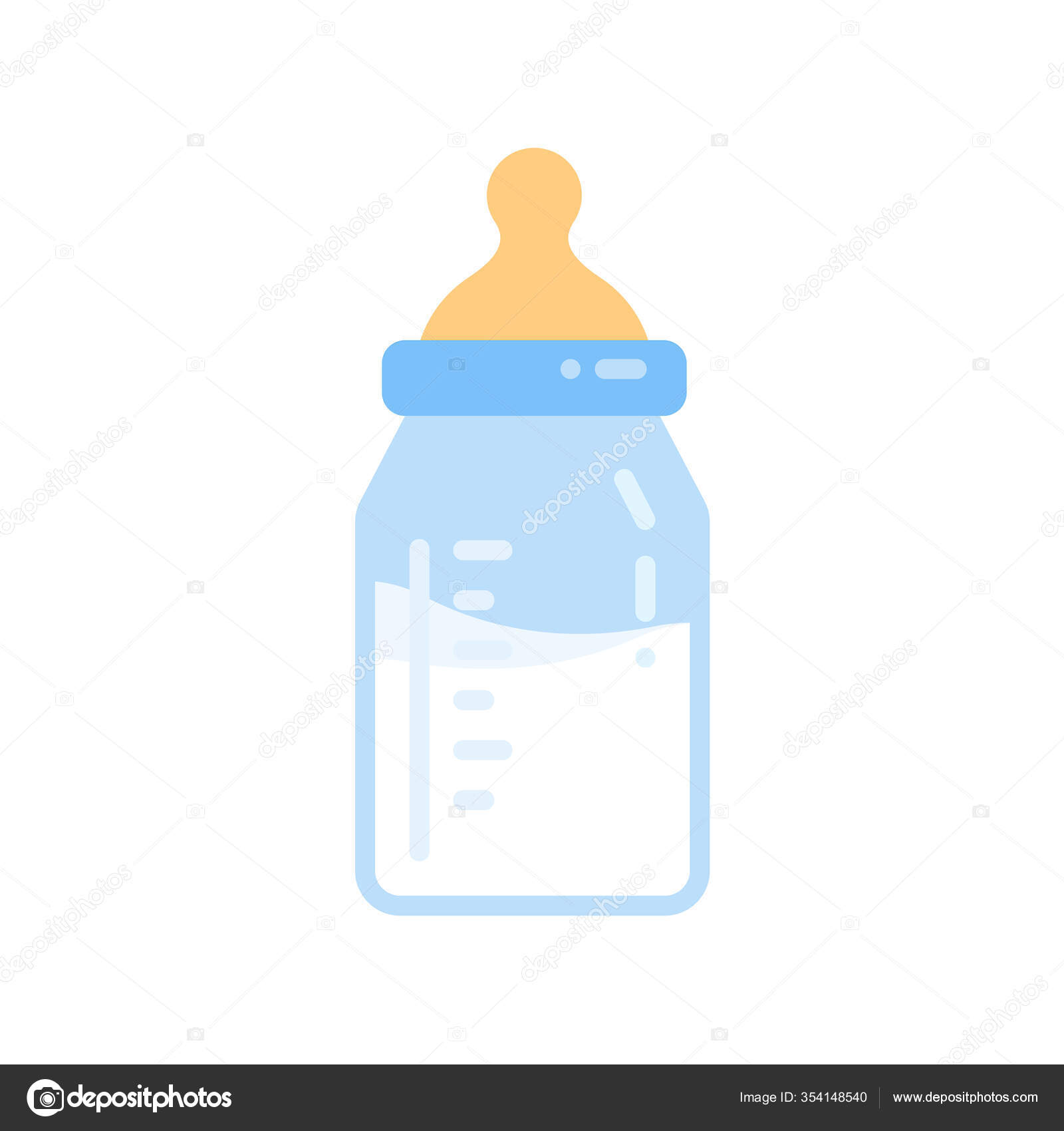 Baby milk bottle icon. Thin linear baby milk bottle outline icon isolated  on white background from kid and baby collection. Line vector sign, symbol  for web and mobile Stock Illustration by ©Shaperstock #