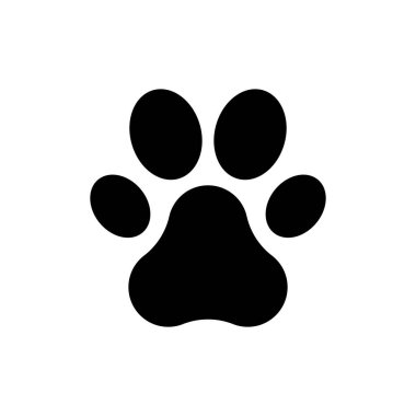 beyaz arka plan üzerinde siyah pençe baskı simgesi. düz tarzı. web sitesi tasarımı, logo, uygulama, Ui için köpek veya kedi pençe baskı simgesi. hayvan izi sembolü. ayak ve pençe hayvan işareti