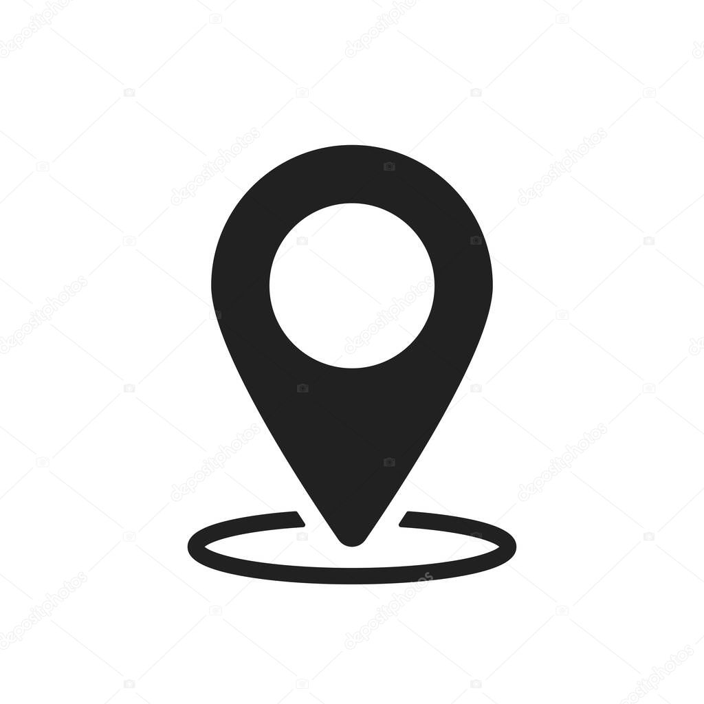 Pin icon vector. Location sign Isolated on white background. Navigation map, gps, direction, place, compass, contact, search concept. Flat style for graphic design, logo, Web, UI, mobile app.