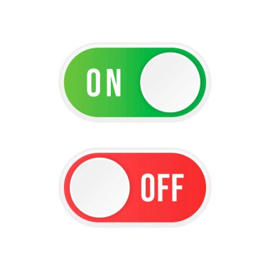Açık ve kapalı iki durumlu düğmeleri geçin. Malzeme tasarımına anahtar kümesi düğmeleri. Vektör çizim