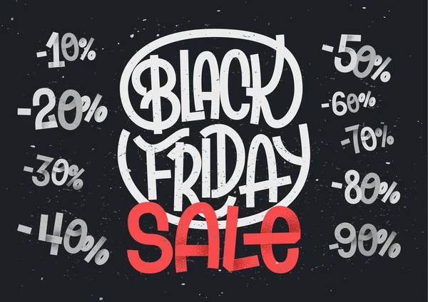 Black Friday lettering with percentage numbers for sales and dis — Stock Vector