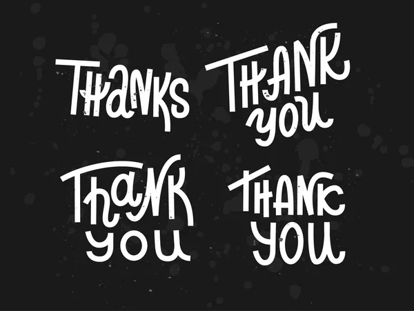 Collezione di quattro pezzi personalizzati di Thank you lettering, fun st — Vettoriale Stock