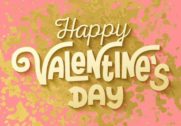 Bladgoud boho chique stijl-wenskaart met gelukkige Valentijnsdag wi — Stockvector