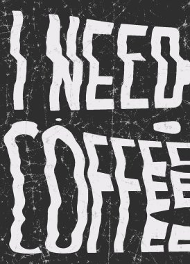 I need coffee glitch art typographic poster. Glitchy metaphor ab clipart