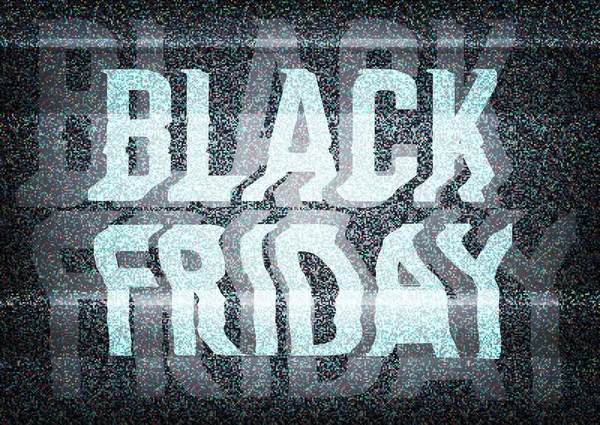 Black Friday Sale glitch art affiche typographique. noir pailleté f — Image vectorielle
