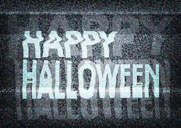 Happy Halloween message on an old  tv screen with static noise — Stockový vektor