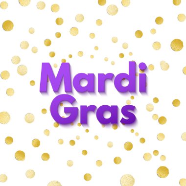 Mor Mardi Gras kutlamaları el ilanı veya tebrik kartı altın m
