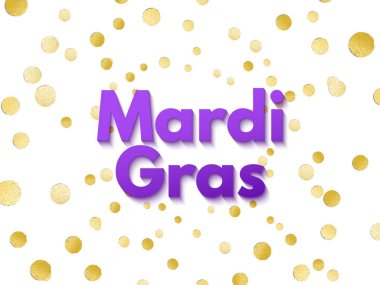 Mor Mardi Gras kutlamaları el ilanı veya tebrik kartı altın m
