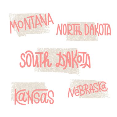 Montana, North Dakota, South Dakota, Kansas, Nebraska USA state  clipart
