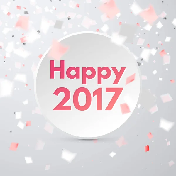 Happy 2017 holiday banner in calm clean colors with flying red a — Stock Vector