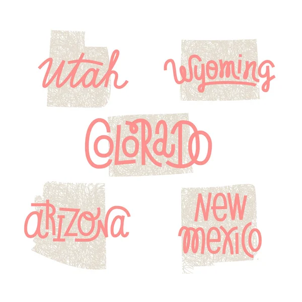 Utah, zarys stanu Wyoming, Kolorado, Arizona, Nowy Meksyk Usa — Wektor stockowy