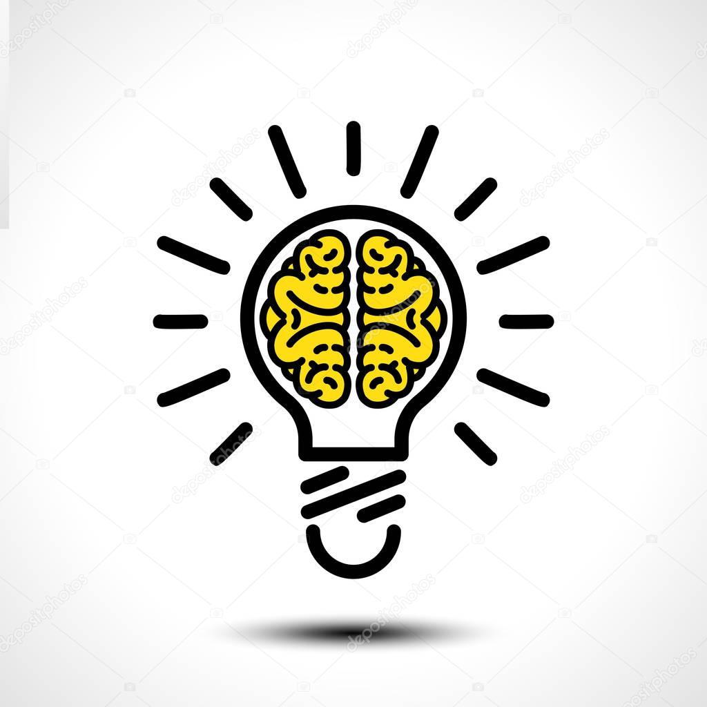 Ampoule Idée Icone - Lumière icône ampoule contour, style design plat