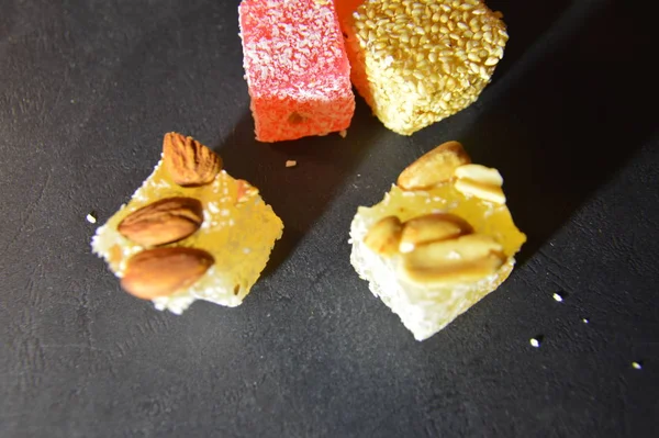 Єгипетські рахатські локуми натуральні східні солодощі. — стокове фото