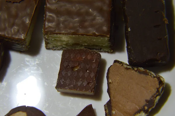Close-up van chocolaatjes met vulling voor cadeautjes — Stockfoto