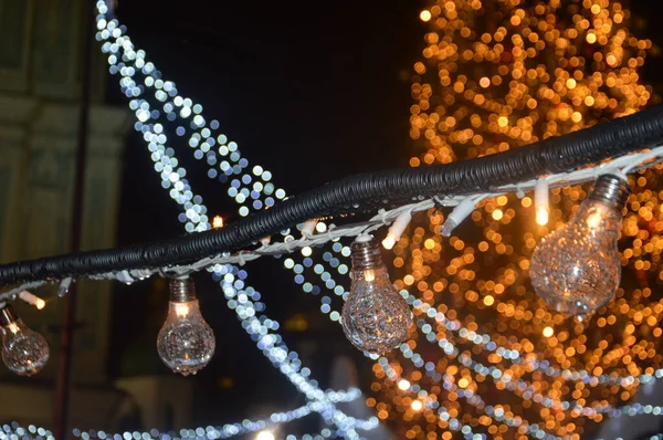 Nový rok dekorace noc město design detaily a prvky ligh — Stock fotografie