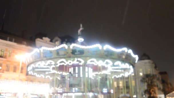 Kiev Ucrânia Dezembro 2019 Carrossel Festivo Está Girando Com Pessoas — Vídeo de Stock