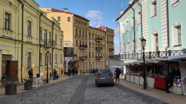 KIEV, UKRAINE - FEBRUARY 3, 2020: Street architecture Andreevsky