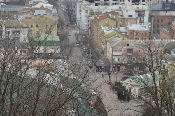 Κίεβο, Ουκρανία - 16 Φεβρουαρίου 2020: Πανόραμα της πόλης και αψίδα — Φωτογραφία Αρχείου
