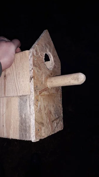 Produzione Installazione Birdhouse Gli Uccelli Albero — Foto Stock