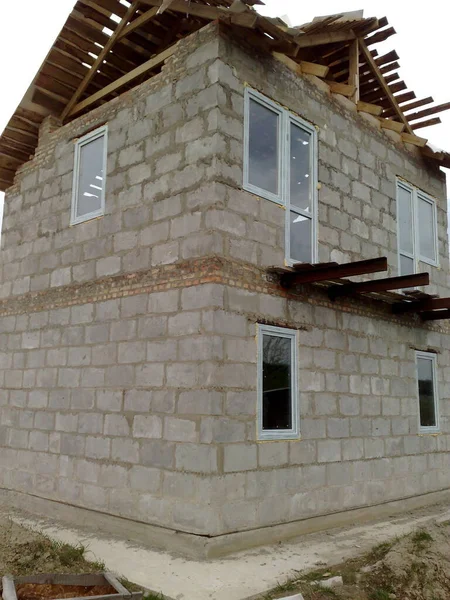 Construction of a private residential house in a cottage in  country