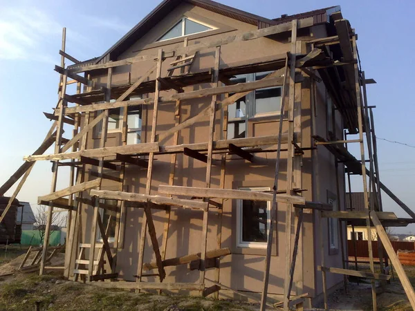 Будівництво Приватного Житлового Будинку Котеджі Дачі — стокове фото