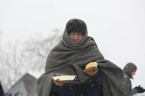 冬の間のベオグラードの移民 ストック写真