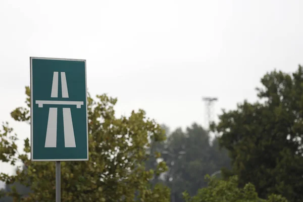Green highway traffic sign — Stock Photo, Image