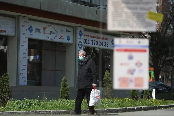 Belgrad Serbia Mart 2020 Maskeli Adam Corona Virüsü Sırbistan Dört — Stok fotoğraf